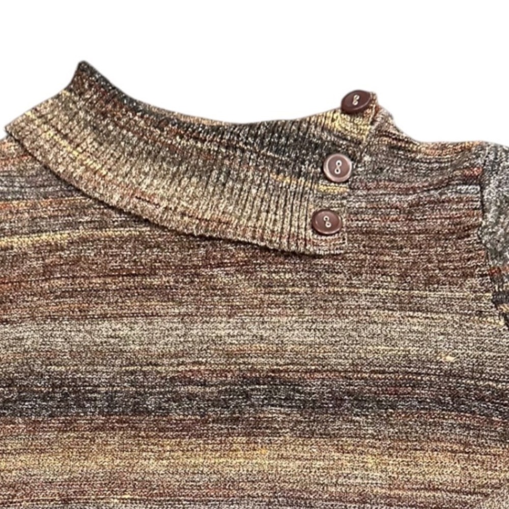 CJ Banks Sweater Womens XL Brown Fall Vintage Grandma Core Button Mock Neck Used - Picture 3 of 8